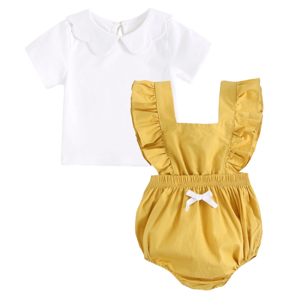 Set Áo Thun Và Bộ Áo Liền Quần Sanlutoz Bằng Chất Liệu Cotton Thời Trang Mùa Hè Dành Cho Bé Gái