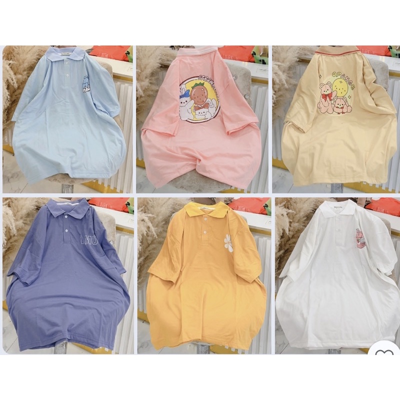 Áo Thun Polo Các Mẫu Tổng Hợp Form Rộng Unisex- Áo Phông Cổ Bẻ Tay Lỡ Dáng Rộng Basic Dễ Mặc