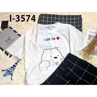 Áo Thun Nam Nữ Tay Lỡ Unisex Oversize Form Rộng Basic Tee Hình Gấu We bare bear I love you nhiều mẫu