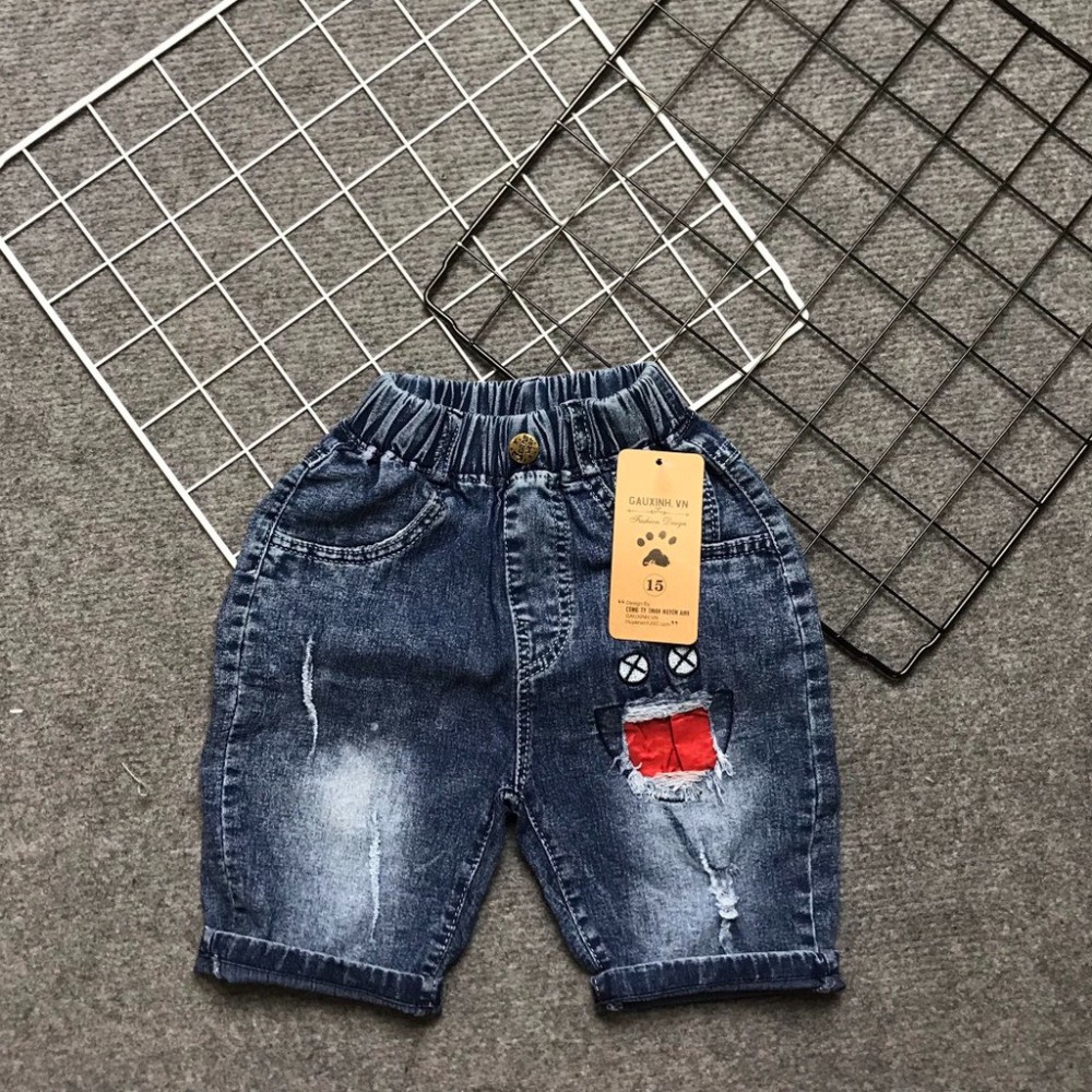 Quần Short Jean Năng Động Dành Cho Bé Trai Từ 10-16kg [Q07-2021] - Babimama