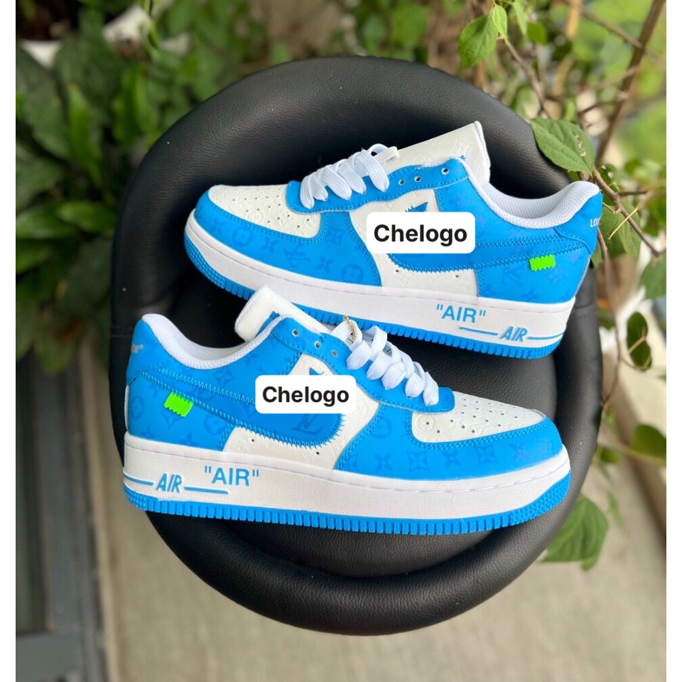 Giày thể thao af1 L.V hai màu xanh lá, xanh da trời siêu hót, giày sneaker l.v xanh lá, xanh da trời