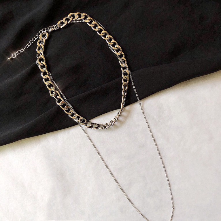 Choker Phối Xích Đôi 2 Vòng Bạc S925 Phong Cách Cá Tính - Vani Store