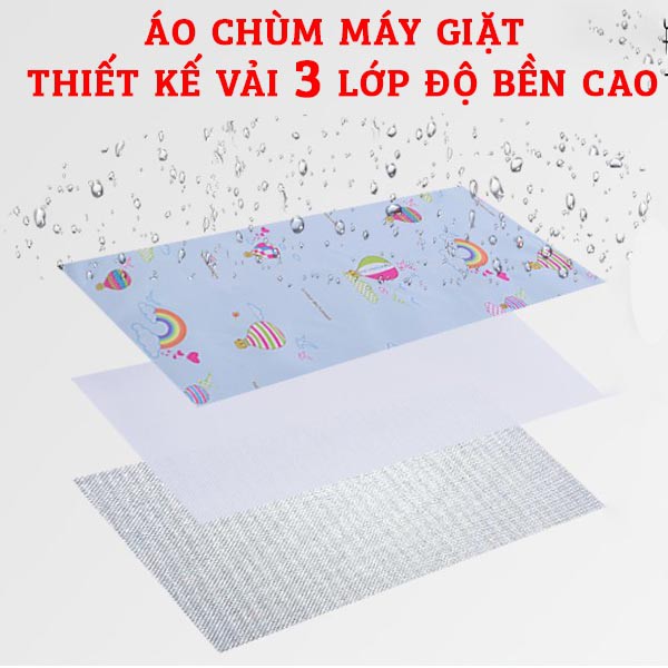 [Cao cấp 3 lớp]Áo trùm máy giặt cửa ngang - cửa đứng (đủ size 8-9-10-11-12 kg)