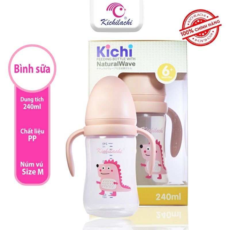 Bình sữa pp cổ rộng kichi 180ml 240ml