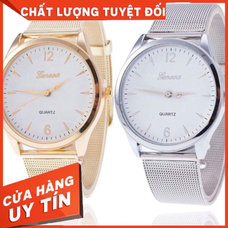 Đồng hồ thời trang nam nữ Geneva dây lưới vàng và bạc s1 - Hàng nhập khẩu