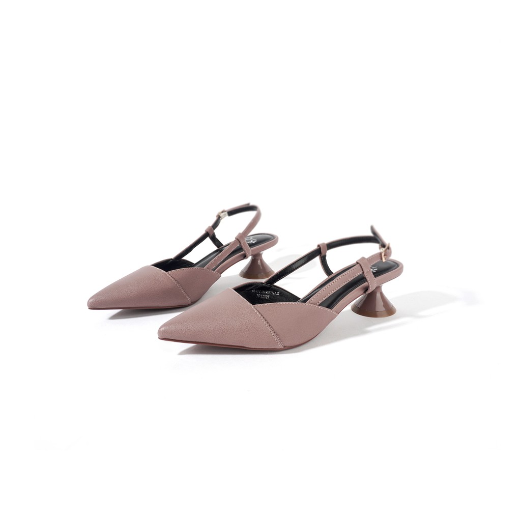 JOTI Giày Cao Gót Nữ Cherisa 3262AU4 2020 - Màu Cam Sữa Mũi Nhọn Vát Vuông Đế Trụ Nón 4cm - Mang Công Sở Đi Làm Dự Tiệc