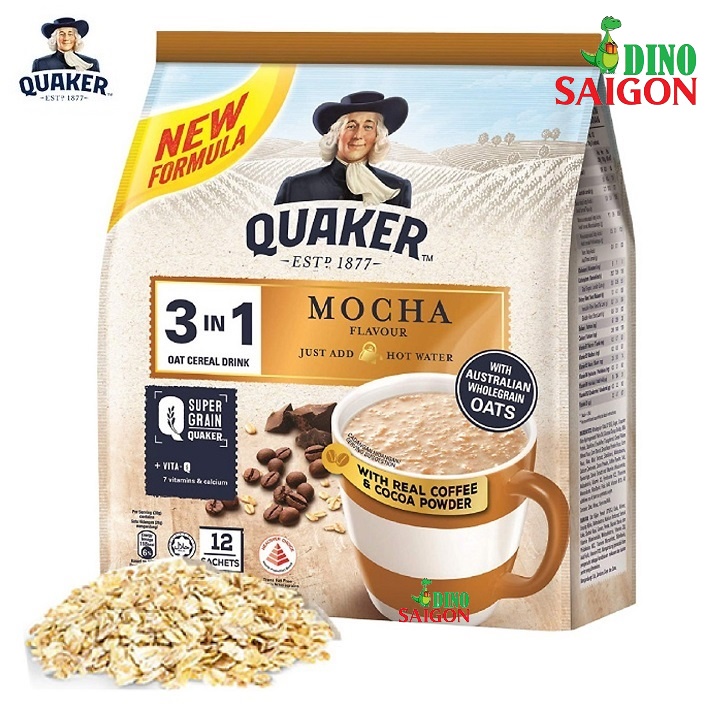 Combo 2 Gói Thức Uống Yến Mạch Quaker 3in1 Vị Cà Phê Mocha và Truyền Thống