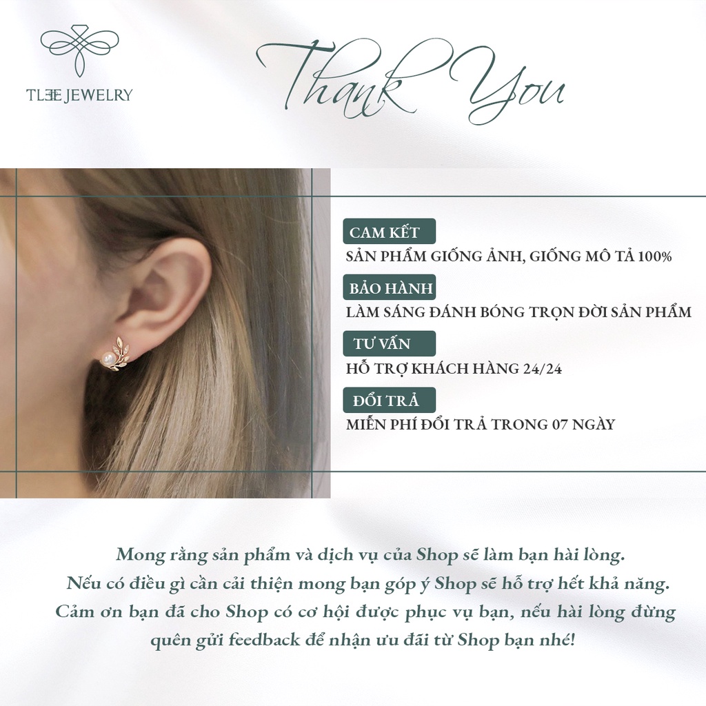 Khuyên tai bạc nữ TLEE Lá Oliu nạm đá sang trọng NCJ B0111