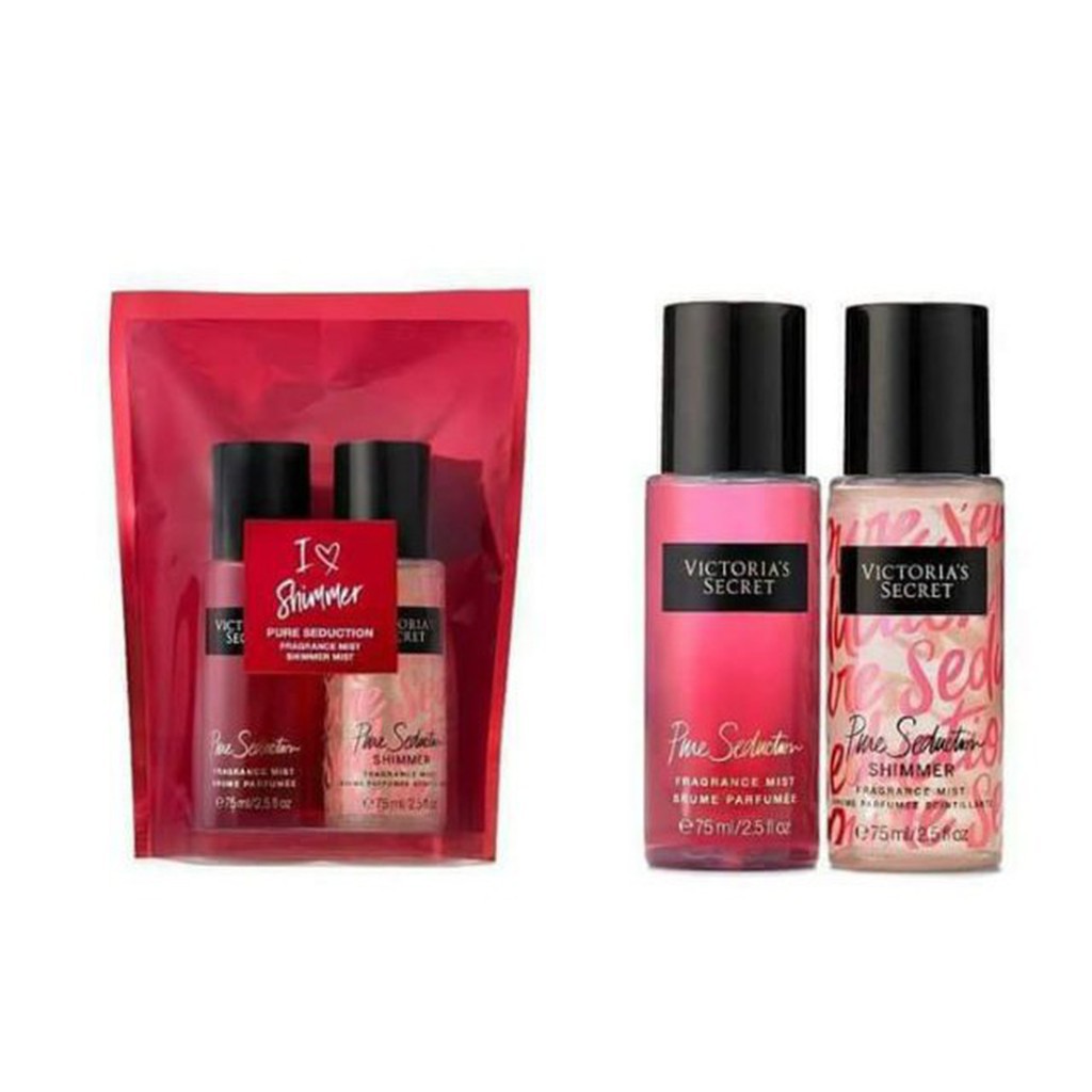 Xịt Thơm Body Victoria's Secret Set 2 Chai ❤️ Shimmer 75ml-Phiên bản đặc biệt có nhũ óng ánh | Thế Giới Skin Care