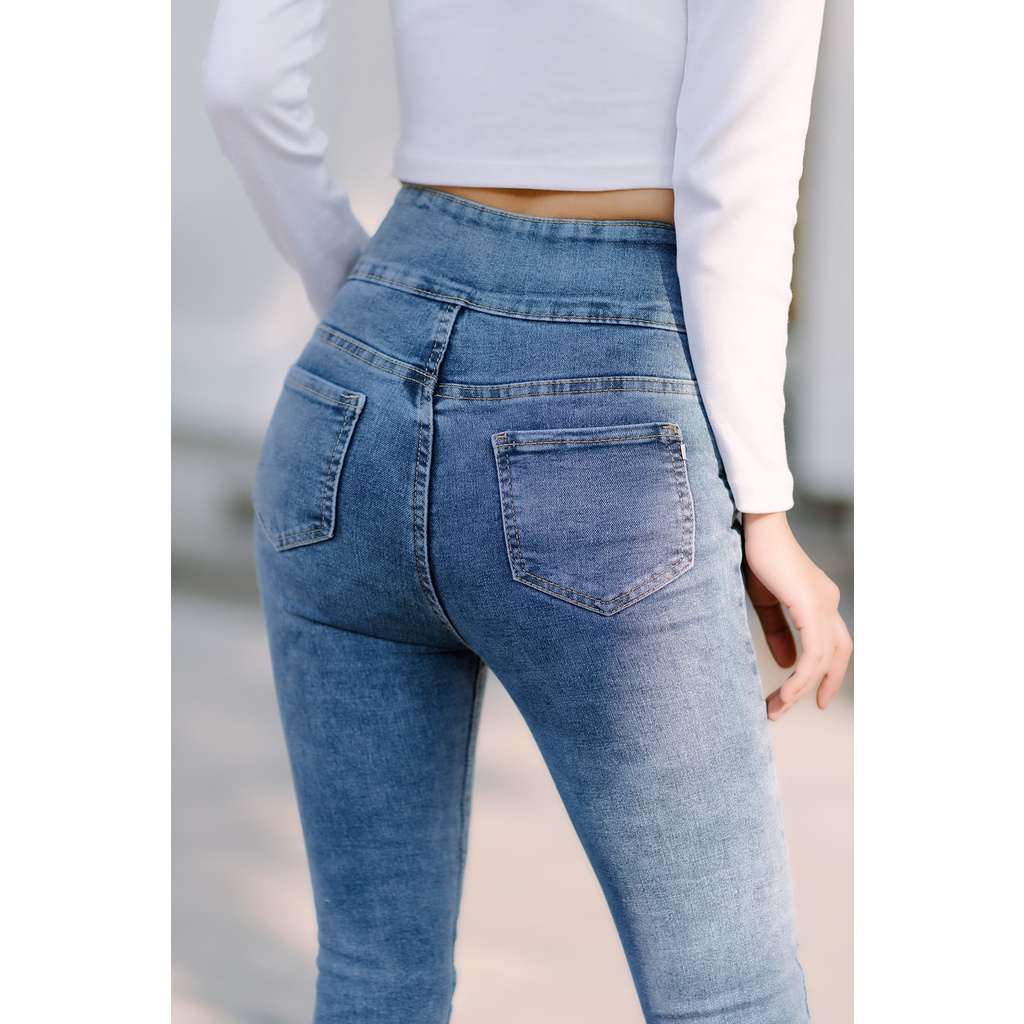 QUẦN JEAN CẠP CAO DÁNG ÔM SKINNY CHẤT SIÊU CO DÃN MÃ 3572