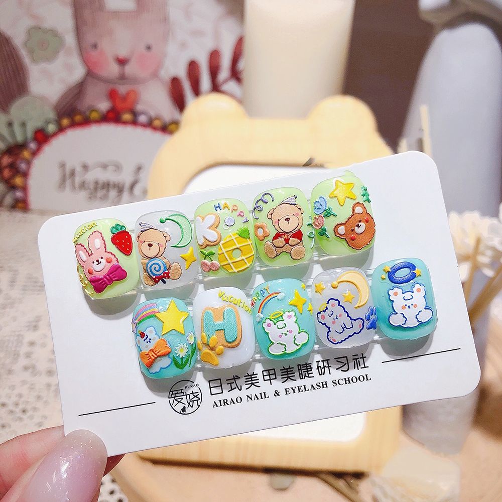 [Hàng mới về] Miếng dán trang trí móng tay hình gấu nhỏ 5D nhiều màu sắc xinh xắn DIY