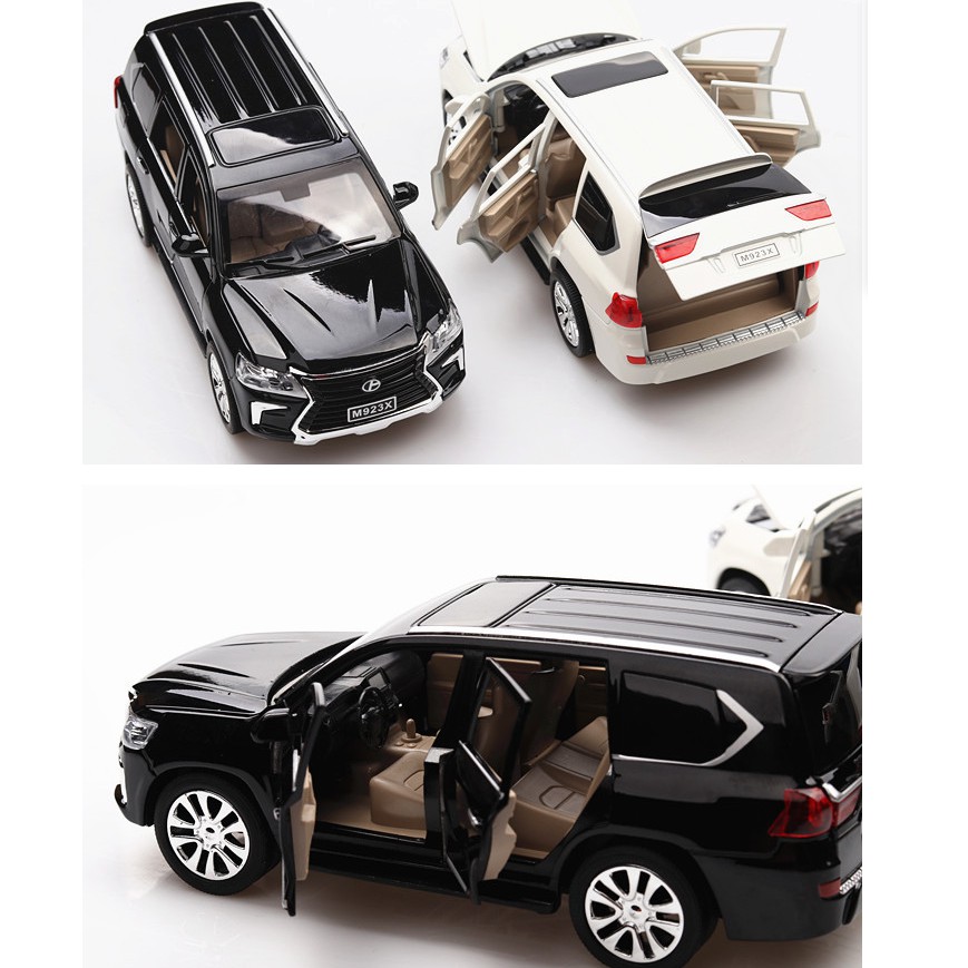 Đồ chơi xe mô hình ô tô xe Lexus LX570 tỉ lệ 1:24 bằng sắt chạy cót có âm thanh và đèn mở các cửa xe