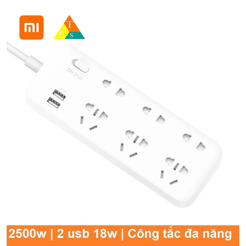 Ổ cắm Xiaomi Zmi Power Strip 6 cổng 2 usb CX05 | BH 1 Tháng Emarketvn