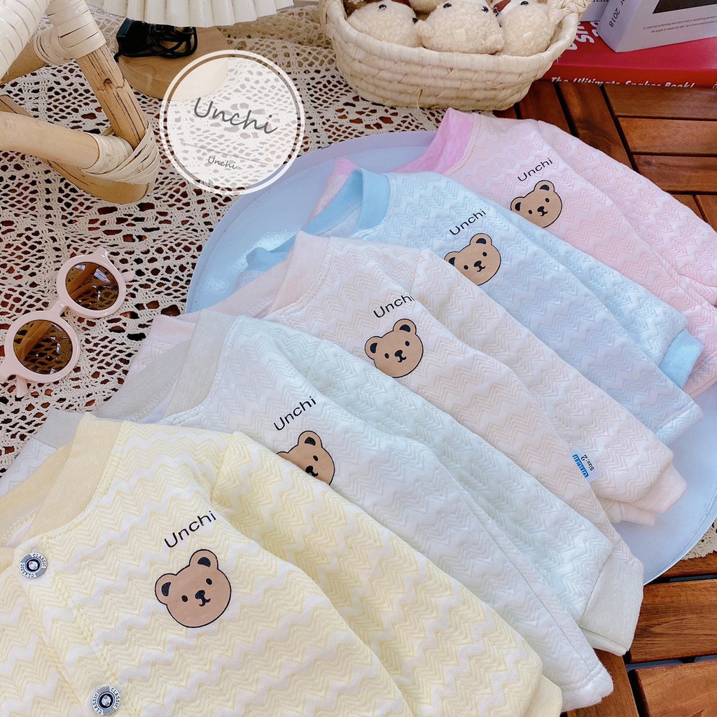Áo khoác nỉ trần bông Uchi cao cấp cho bé trai bé gái 5-15kg