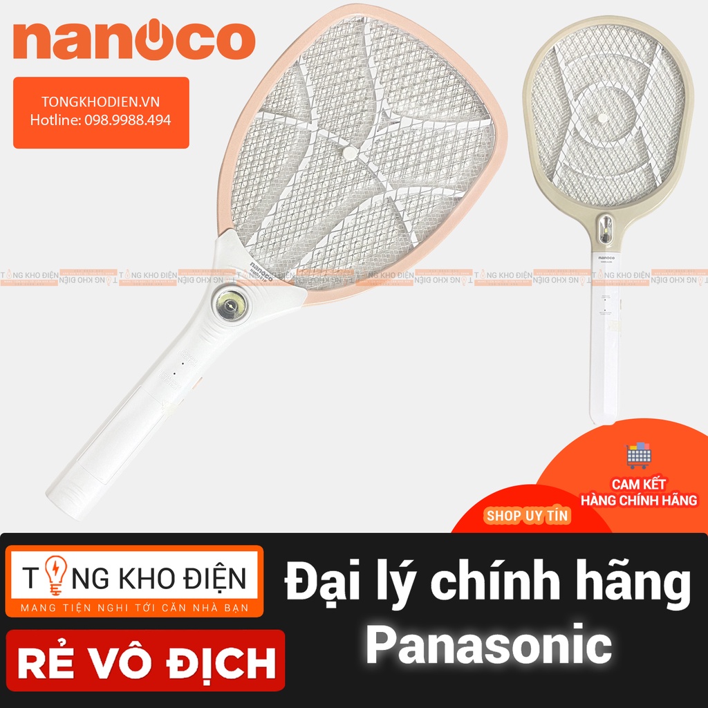 Vợt muỗi Nanoco pin Lithium tích hợp đèn LED chiếu sáng