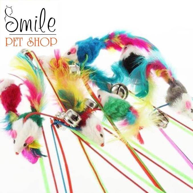 Cần câu chuột lục lạc trêu chó mèo, thú cưng - đồ chơi thú cưng - Smile Pet Shop