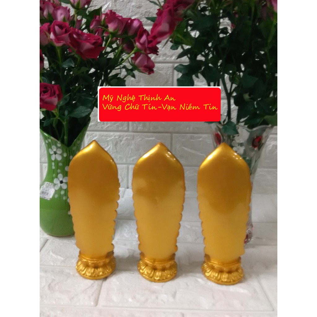 Bộ tượng Tam thế Phật nhũ vàng cao 18cm