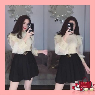 Chân váy xếp ly vải Umi MIX GG