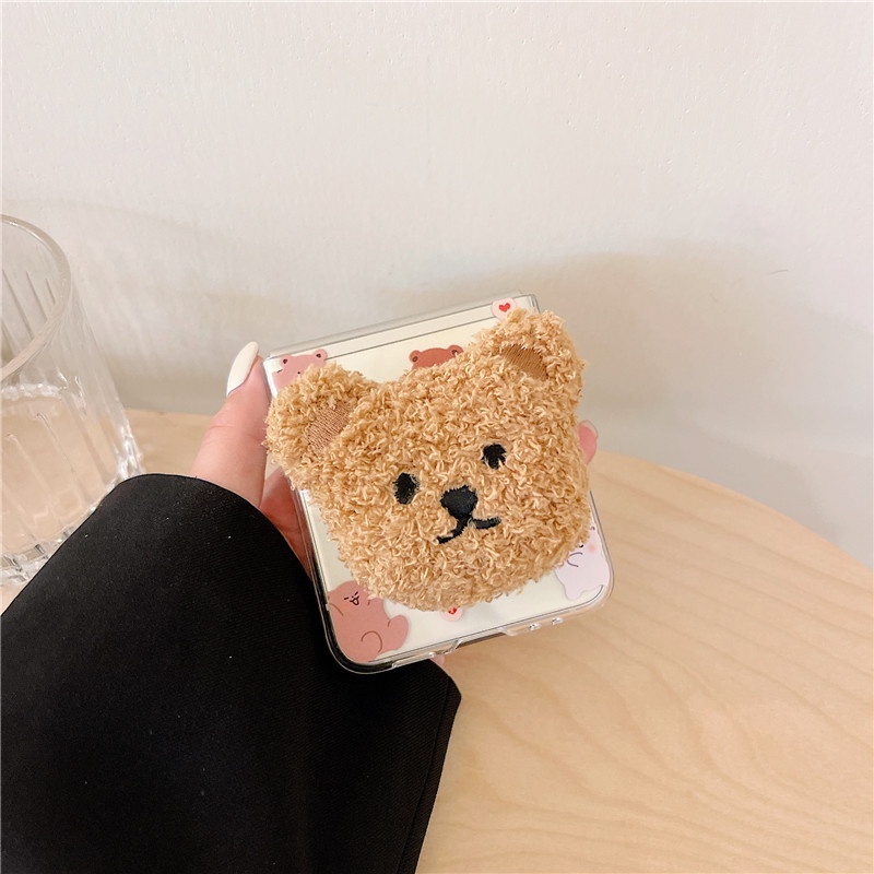 Ốp Điện Thoại Bằng PC Cứng Trong Suốt Chống Sốc Hình Gấu Teddy Cho Samsung Galaxy Z Flip 4 5G Z Flip 3