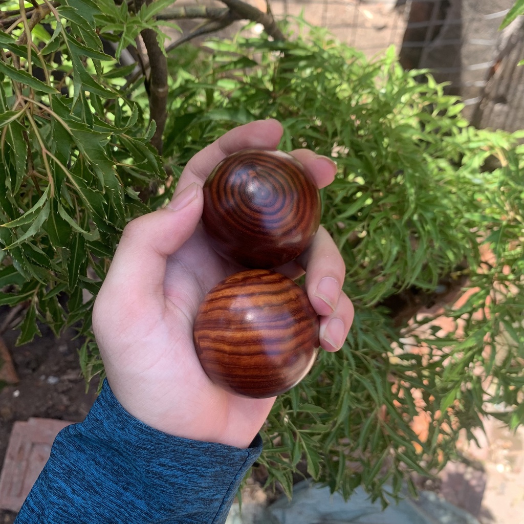 combo 2 Bi lăn tay gỗ trắc Nam Phi 5 cm vân tuyển