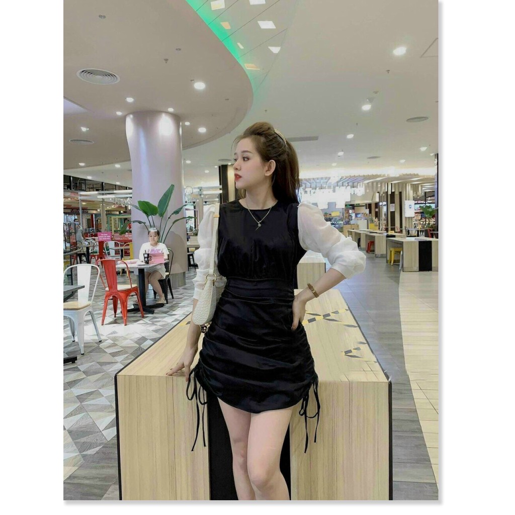 Đầm Ôm Body Cổ Chữ U Dây Rút LONG Mart Màu Sắc Nhã Nhặn Thật Sự Phù Hợp Để Tới Công Sở, Đi Làm Hoặc Đi Chơi,Phù Hợp Mọi