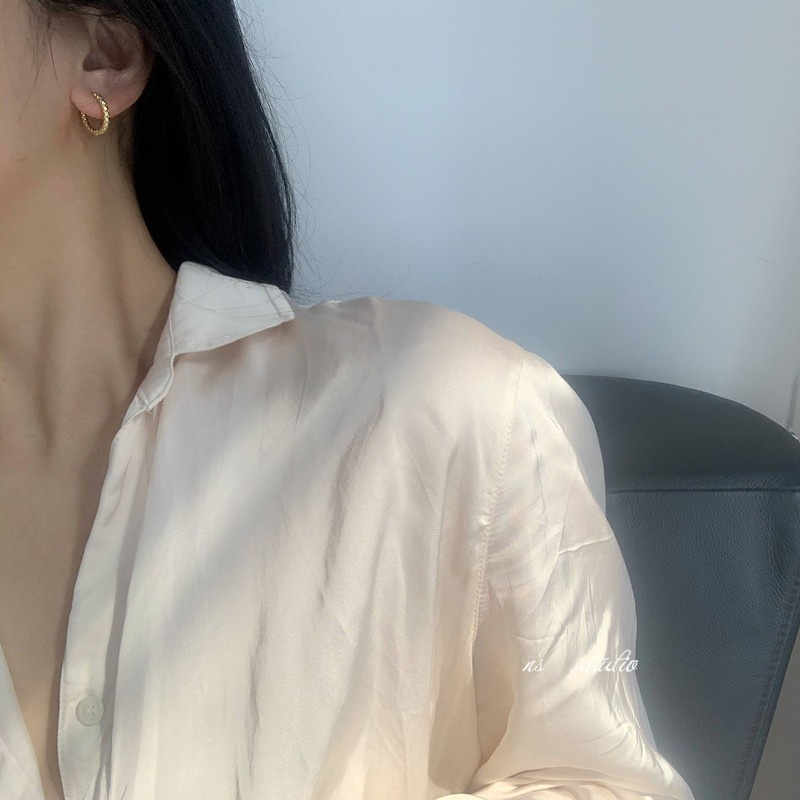 Set Khuyên Tai Tròn Gợn Sóng Cá Tính Cho Nữ