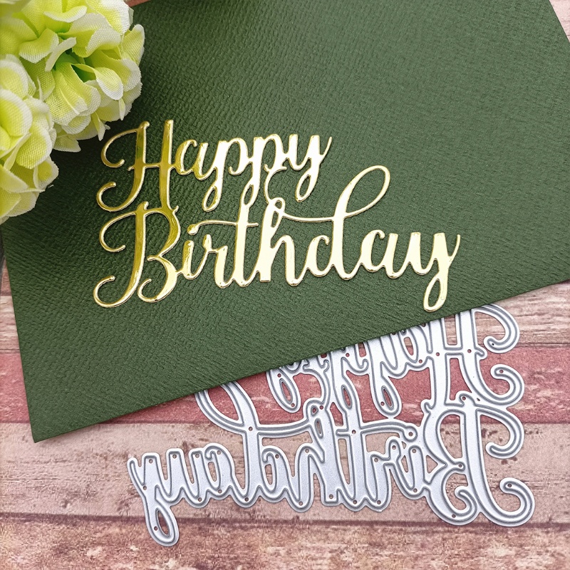 Khuôn cắt giấy làm từ kim loại hình chữ Happy Birthday trang trí Scrapbook đẹp mắt