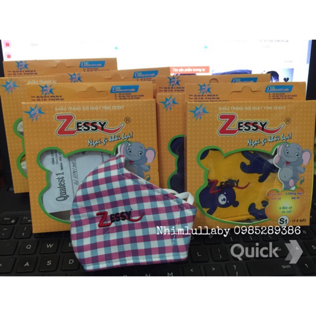 Khẩu trang sợi hoạt tính Zessy cho bé (giao màu ngẫu nhiên)