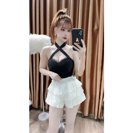 Áo chéo cổ phối ren mẫu siêu hot UNG