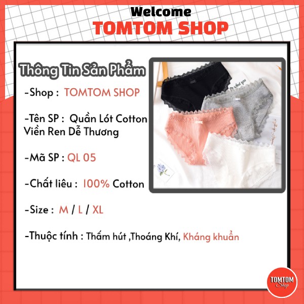 Quần Lót Nữ Cotton - Quần Chip Nữ Viền Ren Dễ Thương QL05
