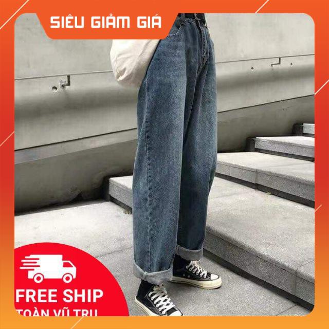 [Hình thật] quần simple jeans xanh đậm Unisex