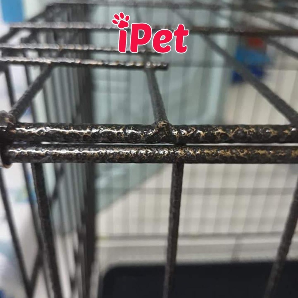 Lồng vân đá cho chó mèo, chuồng thú cưng tĩnh điện gấp gọn nan dày tặng kèm khay vệ sinh - iPet Shop