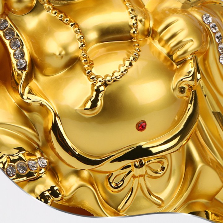 Bộ tượng Phật Di Lặc kéo bao tiền vàng trang trí taplo ô tô và bàn làm việc