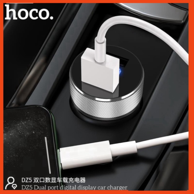 Tẩu Sạc Nhanh Trên ôtô Hoco DZ5 2 Cổng Đèn Led  PKCH8886
