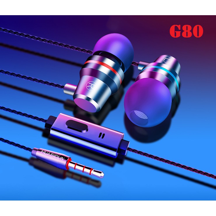 Tai nghe nhét tai có dây G80 jack 3.5 tích hợp micro - Hàng nhập cao cấp