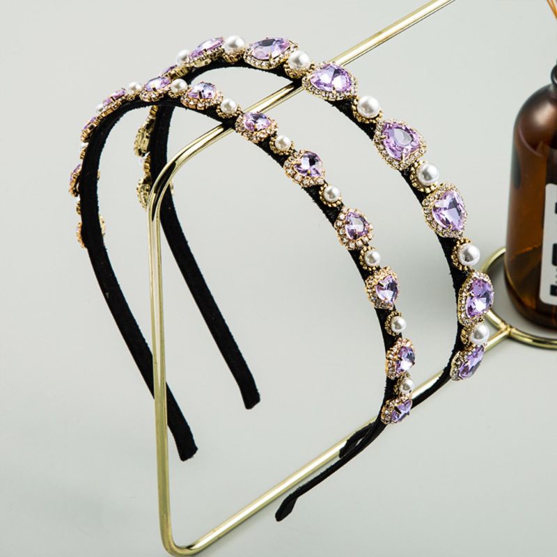 Cài Tóc Hợp Kim Đính Đá / Thủy Tinh / Ngọc Trai Hình Trái Tim Phong Cách Baroque Cổ Điển Cho Nữ