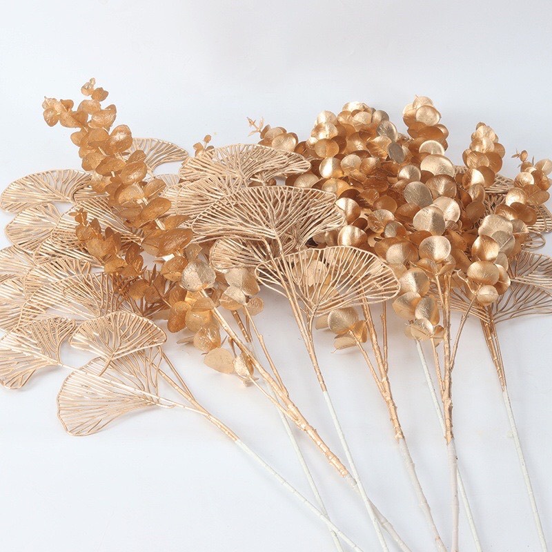 Nhánh Rẻ Quạt, Lá Táo Vàng Kim Dài 75cm Decor Trang Trí, Làm Vòng Nguyệt Quế, Cắm Điểm Bình Đào Đông Siêu Đẹp