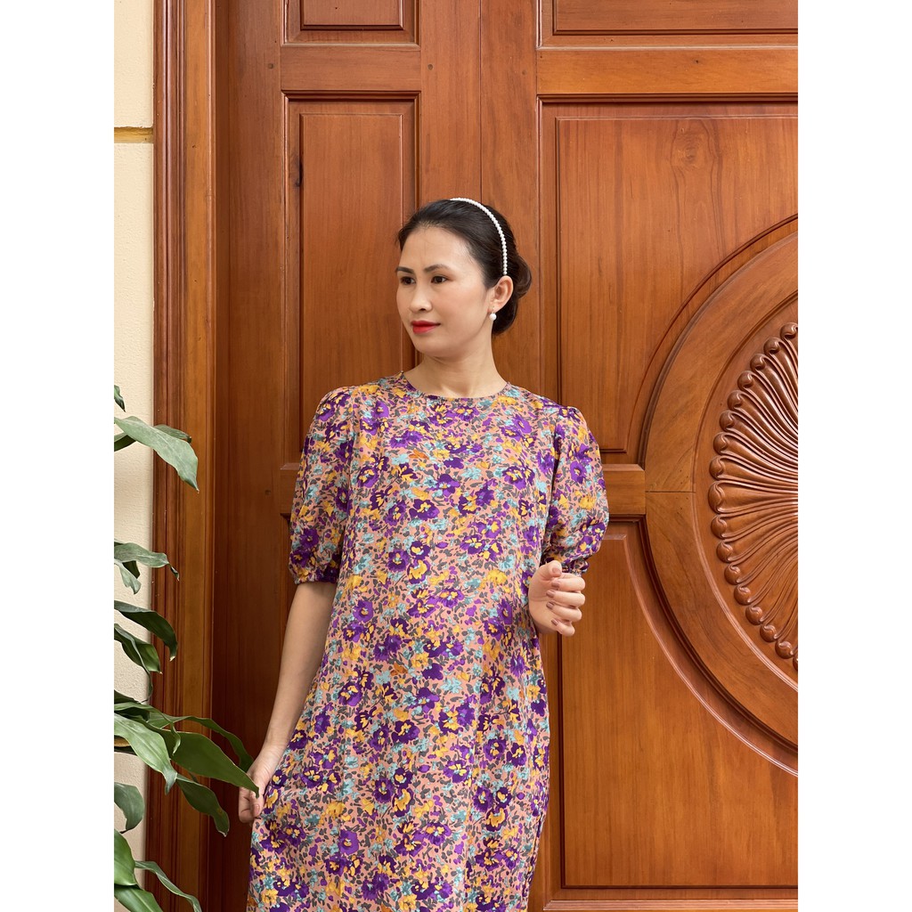 Váy bầu thời trang dáng suông thiết kế hoa nhí chất Lụa Hoa freesize từ 45 đến 67kg V273