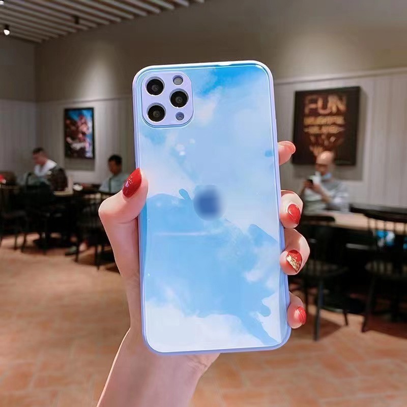 Ốp Điện Thoại Kính Cường Lực Cạnh Vuông Cho Iphone 11 12 13 Pro Max X Xr Xs Max