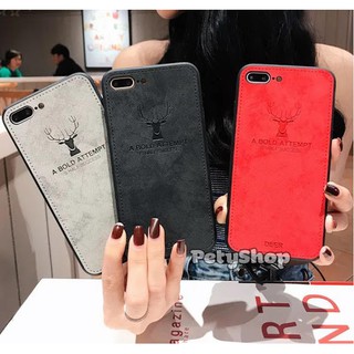 ốp DEER GIẢ DA dành cho iphone 7plus màu đỏ đô -n32