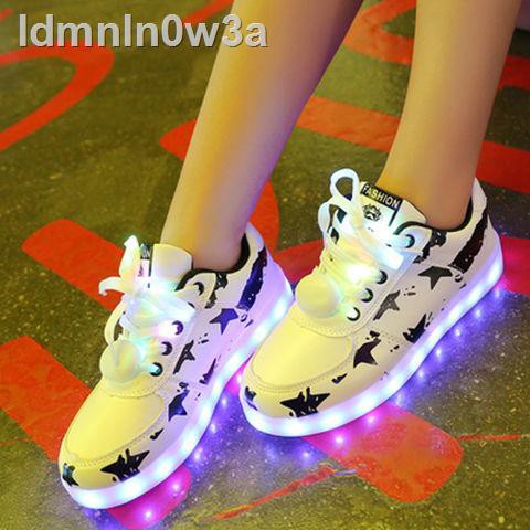 Giày phát sáng trẻ em, nữ và bé trai, dạ quang có thể sạc lại, huỳnh Hàn Quốc, đi bộ ma quái, đèn flash LED a