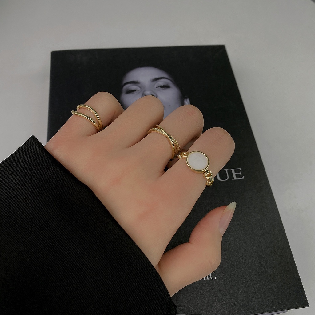 Mới Set Ba Nhẫn Đeo Ngón Tay Thời Trang Cá Tính Cho Nữ