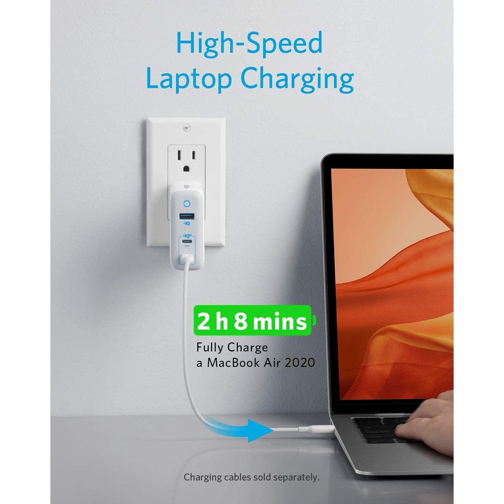 Củ sạc nhanh Macbook, iPad Pro, iPhone 12 Series, S21, S20, Note 20 ANKER PowerPort III GaN 65W Elite (2C + 1A)