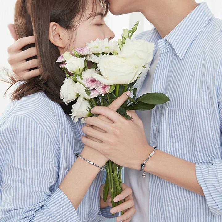 Vòng tay dây dệt thủ công có hạt nam châm thời trang phiên bản dành cho cặp đôi