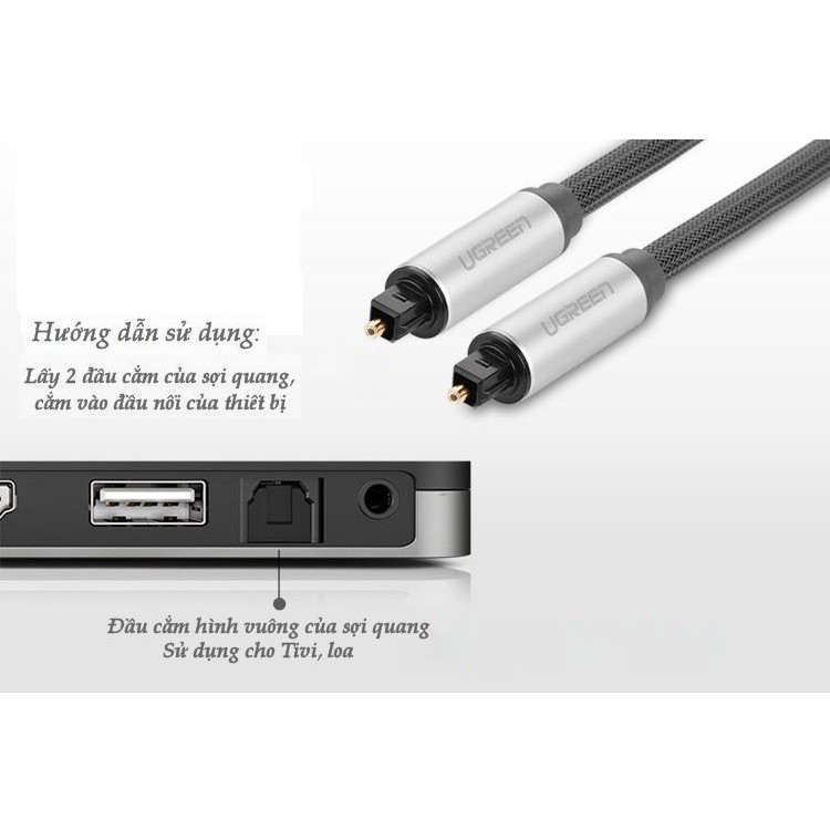 Cáp Âm Thanh Audio Quang (Toslink, Optical) Ugreen Vỏ Nhôm 10539 10542 10541 10540 10542