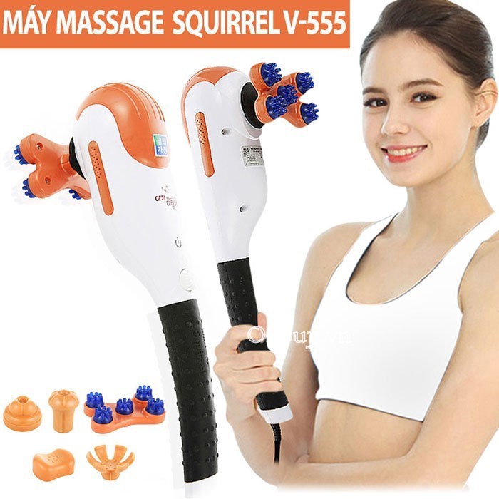 Máy massage cầm tay toàn thân mini Squirrel V-555 hoạt động với 5 đầu massage -made in korea