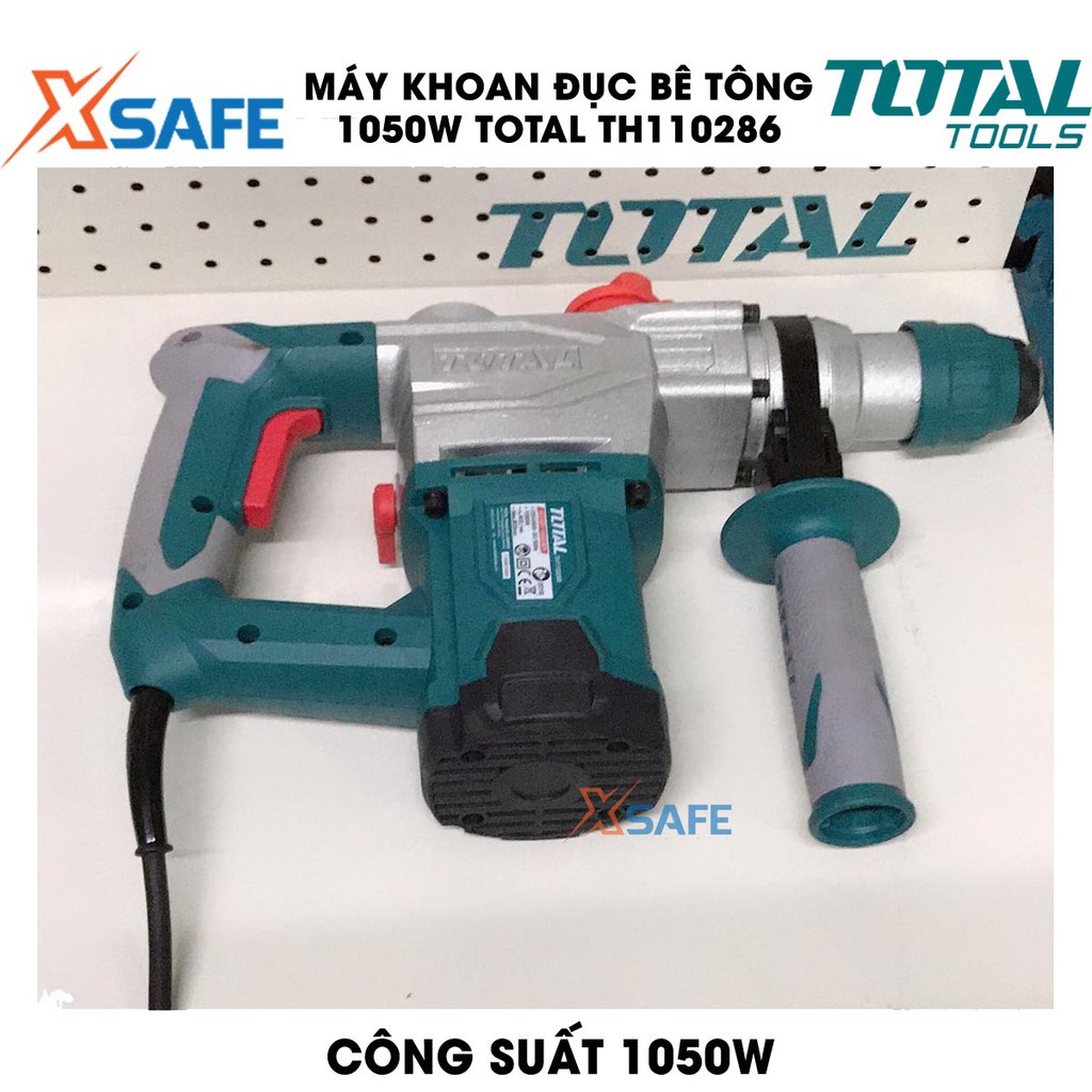 Máy khoan đục bê tông 1050W TOTAL TH110286 Kèm 3 mũi khoan gài và 2 mũi đục Máy khoan đục cầm tay bảo hành chính hãng