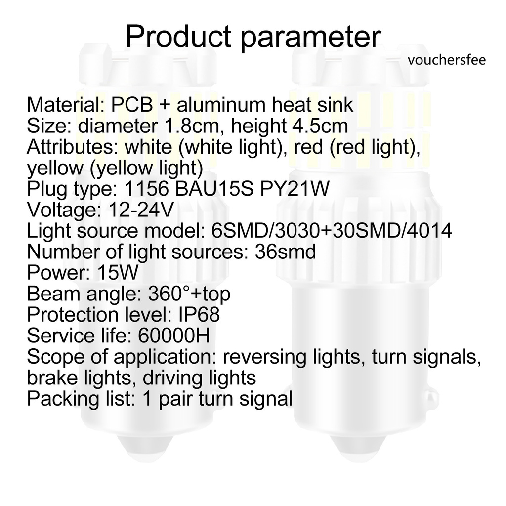 1 Cặp Đèn Led 1156 / Bau15S-36Smd P21W Cho Xe Hơi