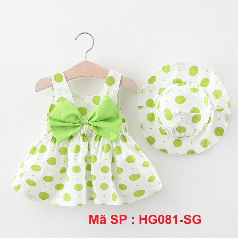 0 - ⚡  Siêu Sale hàng mới về ⚡ - Váy đầm bé gái mùa hè họa tiết chấm bi có nơ ngực dễ thương - HG081