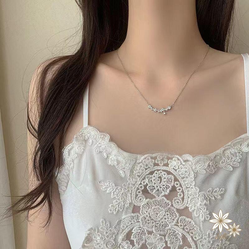 【Kifli】 Vòng cổ Ngắn Mặt Hoa Kim Cương Mini Phong Cách Hàn Quốc Thời Trang Cho Nữ